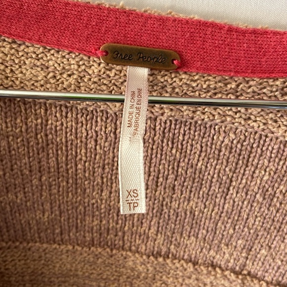 Free people cropped knit sweater mauve and purple size xsmall v neck - Picture 2 of 7